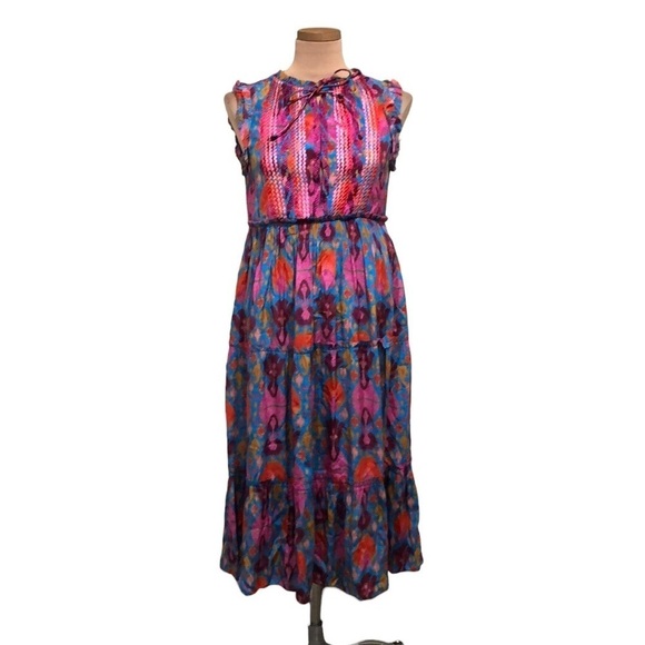 Figue Clara Midi Dress Size XS Blue Pink Multicolored Print - Picture 1 of 11